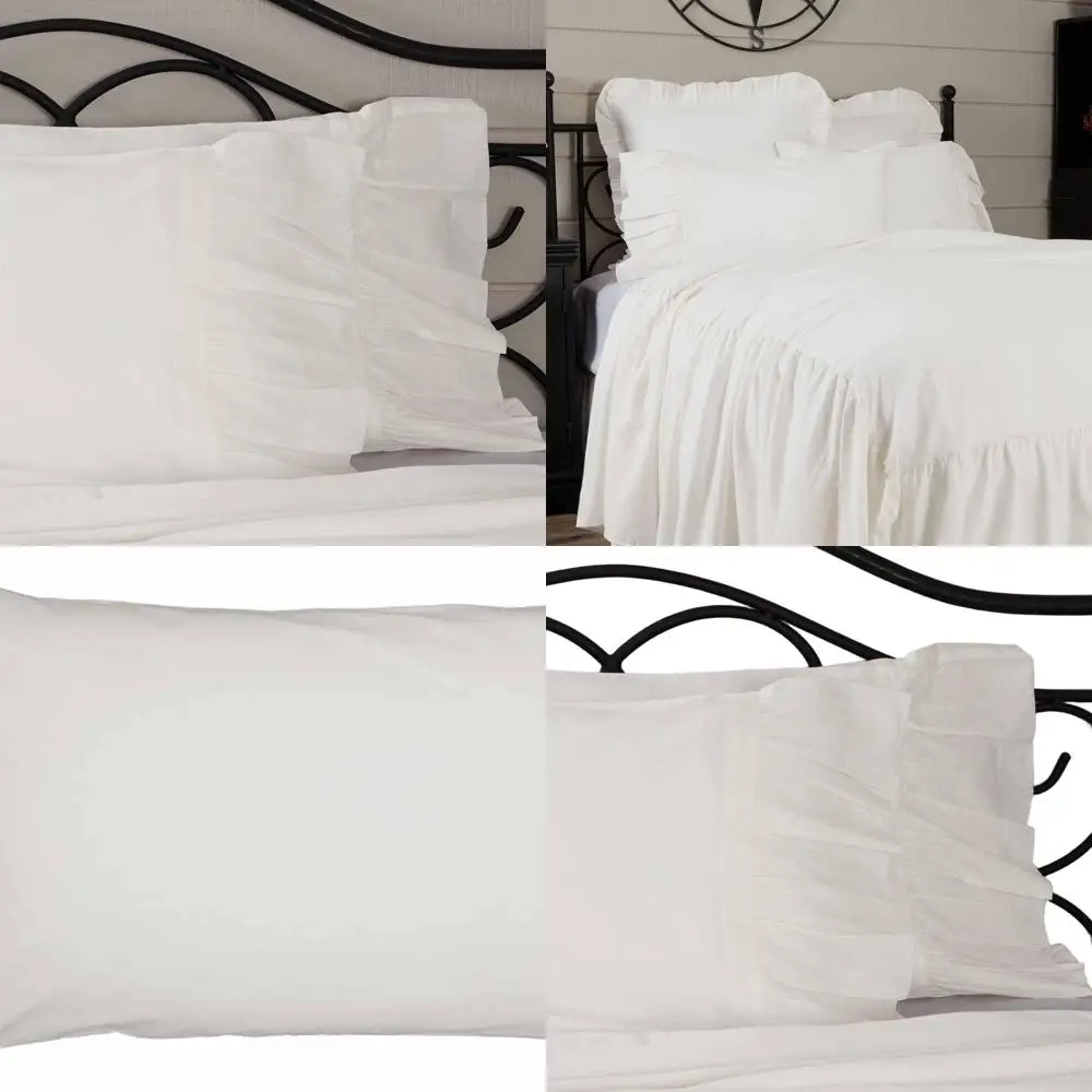 

Набор подушек King Size с рюшами, 2 предмета, античный белый цвет, винтажный фермерский стиль, мягкий и драпировка