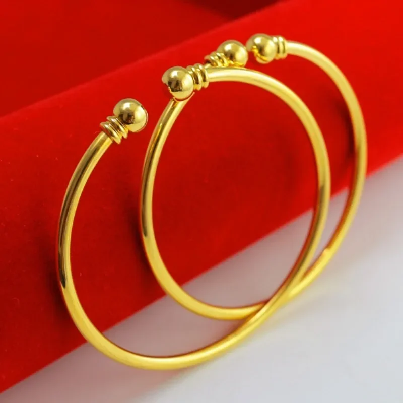 European Currency Plated Vietnamese Gold Bracelet Women's Golden Glazed Bracelet Fashion Wedding Jewelry Brass Thin Ring