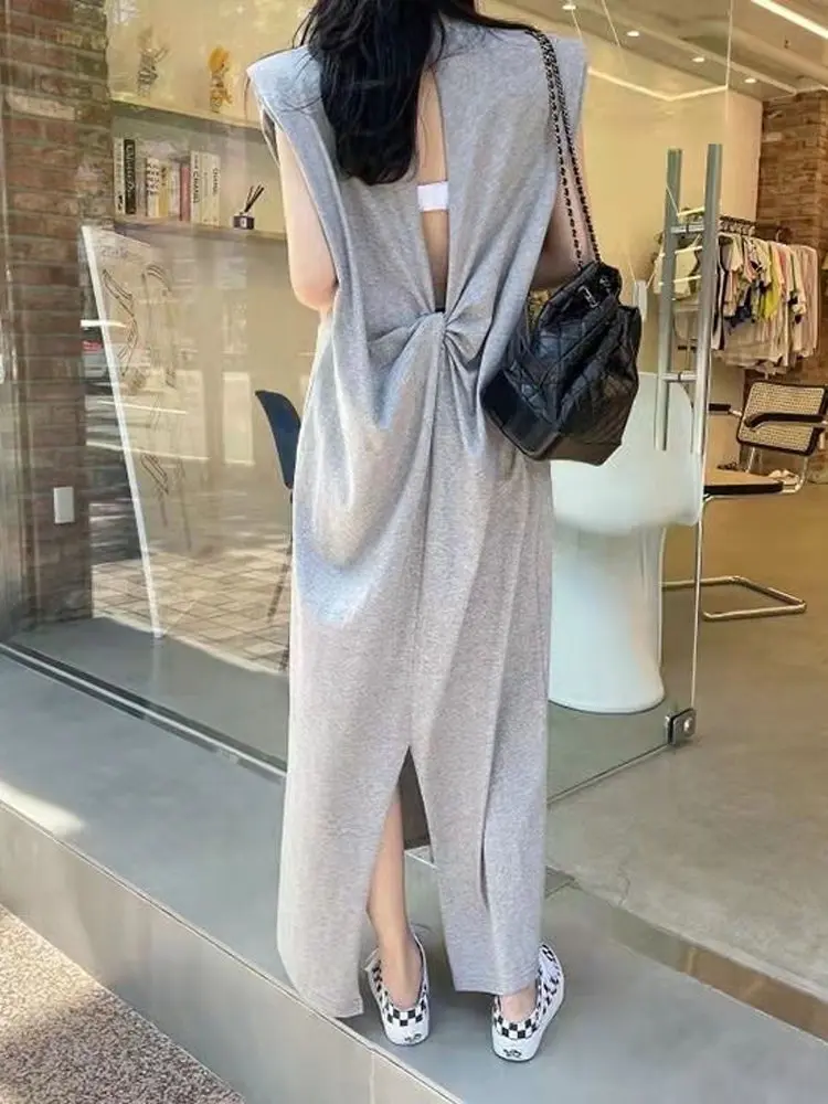 

plus Size Summer Dr Pad oulder Hollow out Bal Svel Materni Slimming Vest Dr Korean Sle Casual Loose Waist