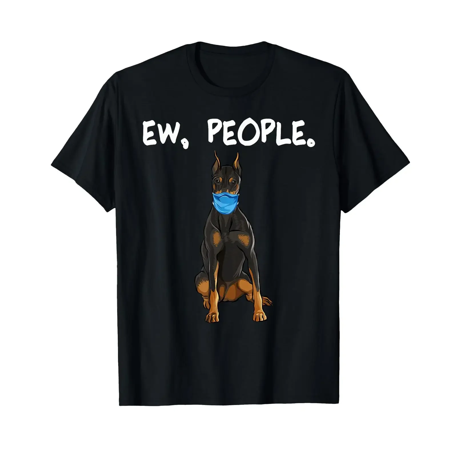 Dobermann-Pinscher-T-Shirt mit dem Aufdruck „Ew People“, das Motiv zeigt einen Hund mit einer Gesichtsmaske, im Vintage-Stil, gewaschen, lässig, bequem, für Damen und Herren geeignet, weich,