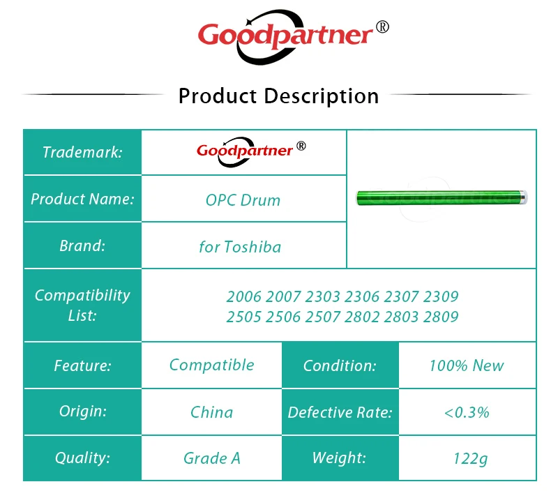 10X OD-2505 OD2505 OPC Drum for TOSHIBA E STUDIO 2006 2007 2303 2306 2307 2309 2505 2506 2507 2802 2803 2809