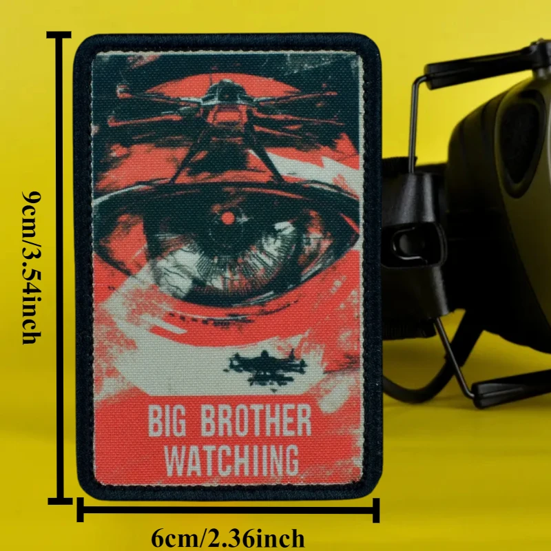 Big Brother Watching Tactical Patch Drone Eye Printed Hook&Loop Patches Military Morale Badge Armband Backpack Vest Stickers view 3