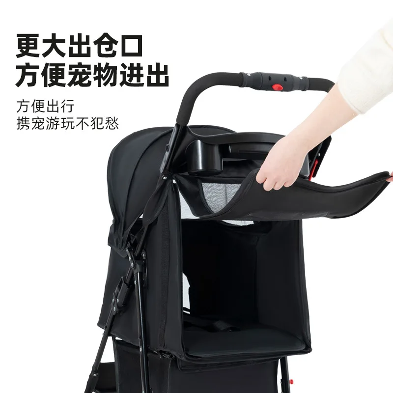 Imagem -02 - Foldable Pet Stroller Dog Trolley Bandeja de Jantar Conveniente Fácil de Instalar