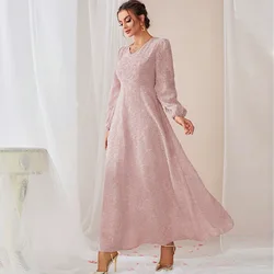 Eid donne musulmane stampa allentata con scollo a V abito Abaya abiti da festa Ramadan Abaya caftano caftano abiti eleganti Dubai arabo turchia