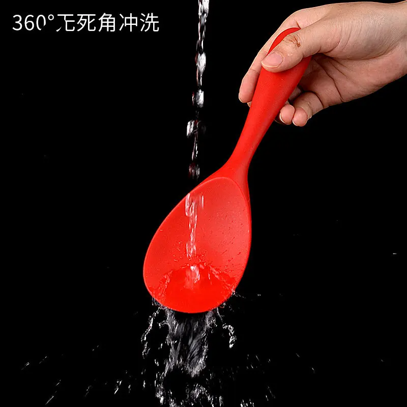 1Pcs Translucent Heat-resistant Silicone Non-stick Pan Cooking Tools Long Handle Kitchen Accessories Rice Spoon