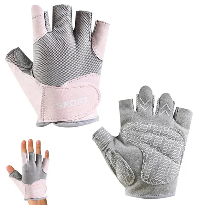 Fitness Women's Half Finger Gloves Anti-callousing Outdoor Cycling Non-Slip Wear-Resistant Rock Training Climbing Sports Gloves