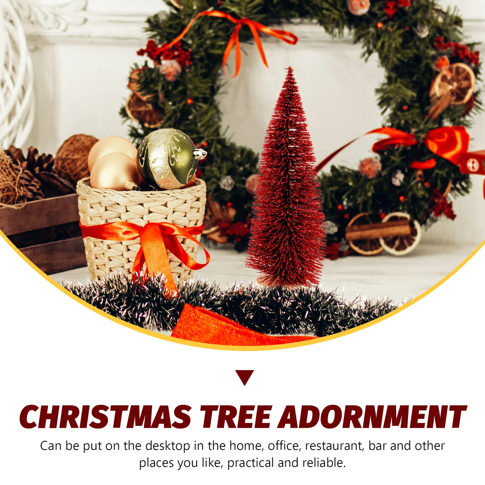 

2Pcs Compact Christmas Tree Desktop Ornament Mini Xmas Tree Decor Colorful Pine Needles Party Supplies