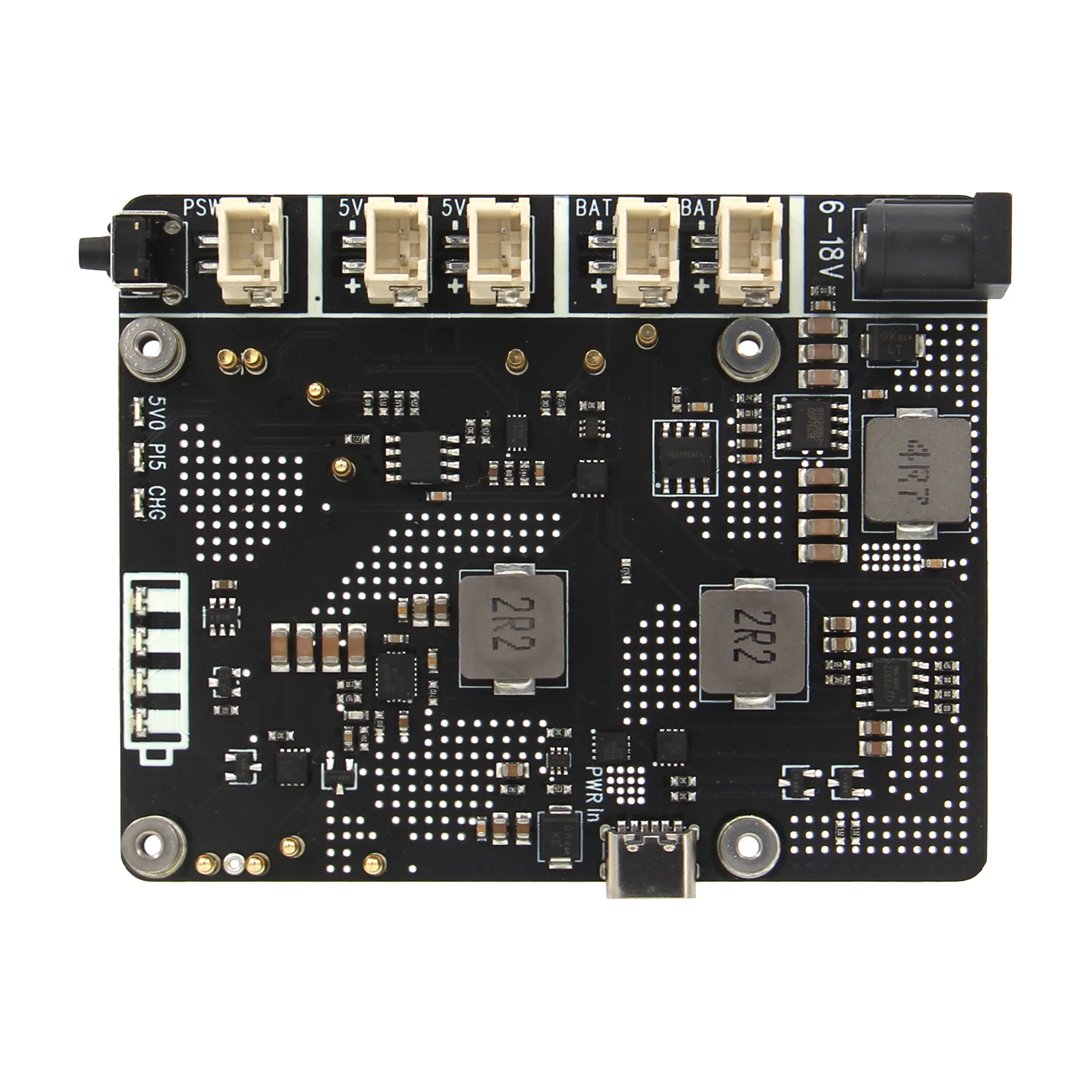 Modulo Alimentazione 5V 5A Per Raspberry Pi 5 Geekworm: Doppio Ingresso (DC 9-24V O USB-C PD 12V), Doppia Uscita USB-C E USB-A, Con Pulsante ON/OFF E Ventola