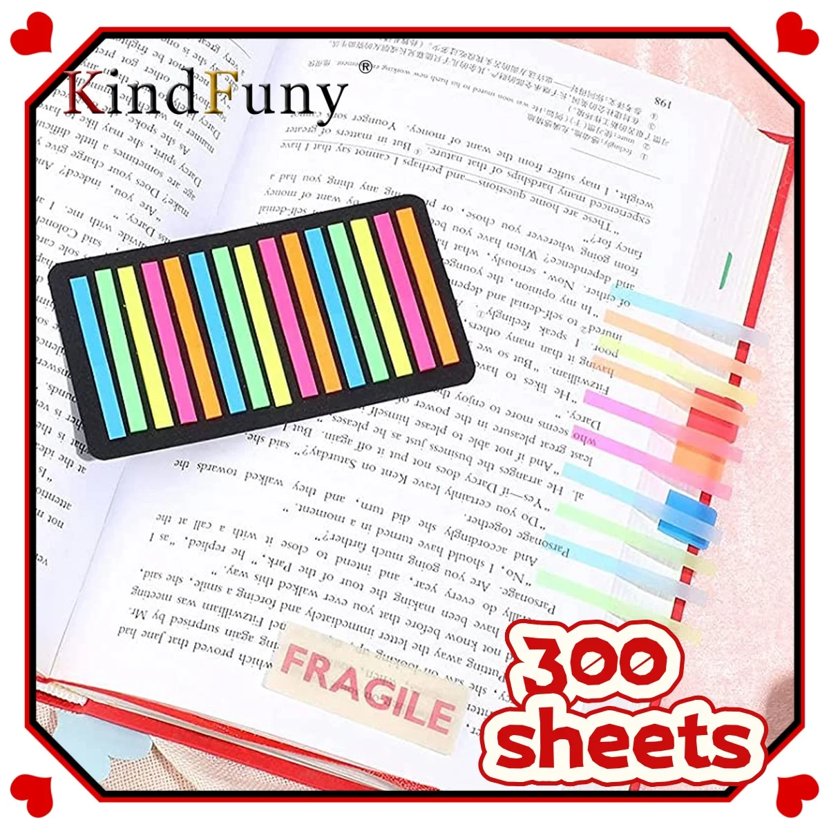 300 ورقة من شرائط لاصقة لمؤشر التمييز الاحترافي، علامات قراءة علامات تبويب الكتب، شفافة شفافة من خلال الملاحظات اللاصقة