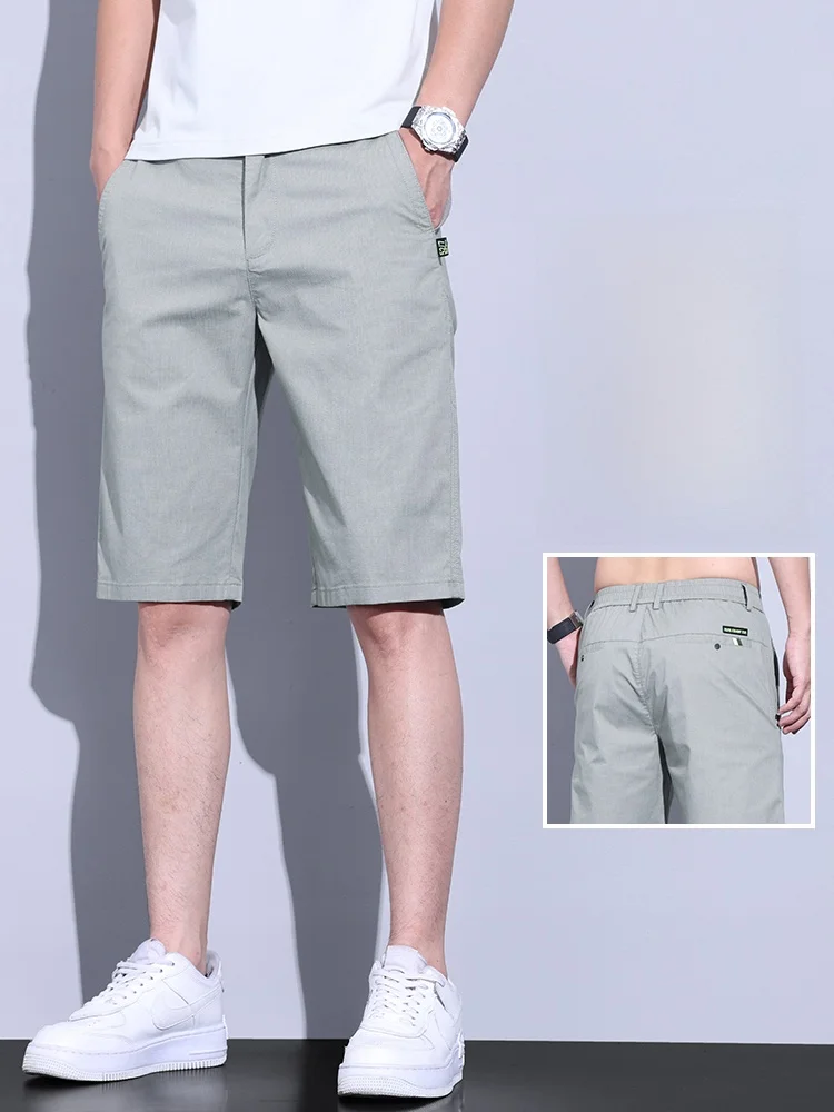 

Hong Kong Ice Silk Casual Men's orts 2025 Summer Thin Straight Leg Sports Five-Quarter Pants Breathable Qui-Drng Elastic