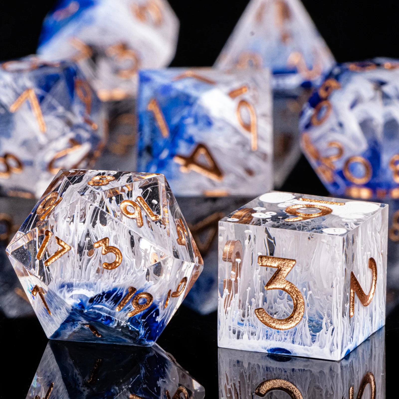 Handmad DnD Polyhedral Dice Set for Dungeons and Dragons, d and d dice, Sharp Edged Resin D&D Dice Set Gifts, D20 Dice