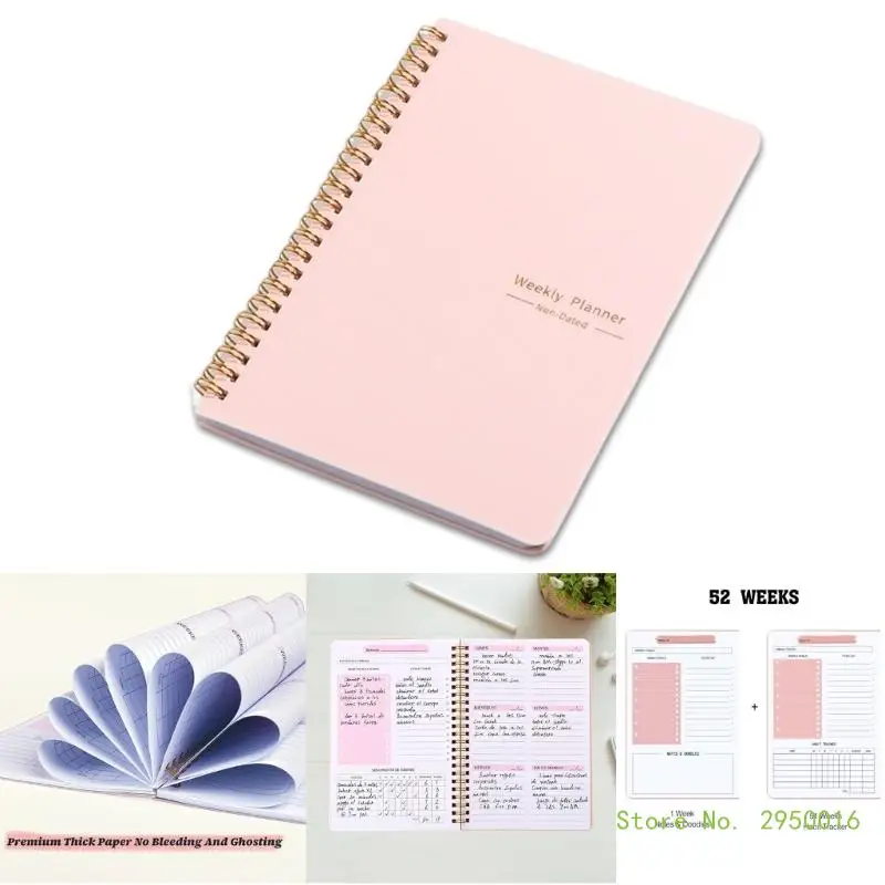 Weekly Planner Notebook 104 Page Undated for Student Teacher, Twin Coil Binding Weekly Journal Notebook Academic Planner
