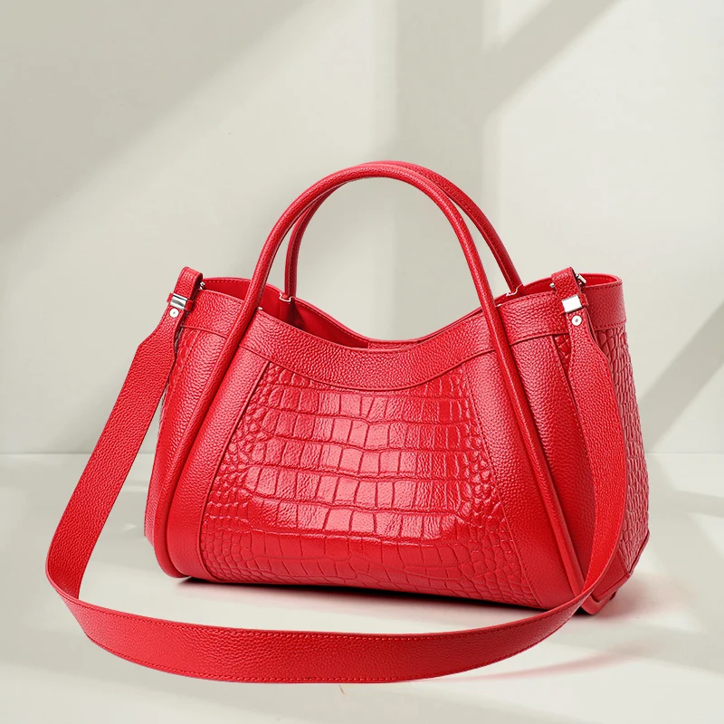 Luxury 2026 new   Luxury Genuine Leather Women Handbags Female Crocodile Pattern Tote Bag Fashion Large Capacity Shoulde