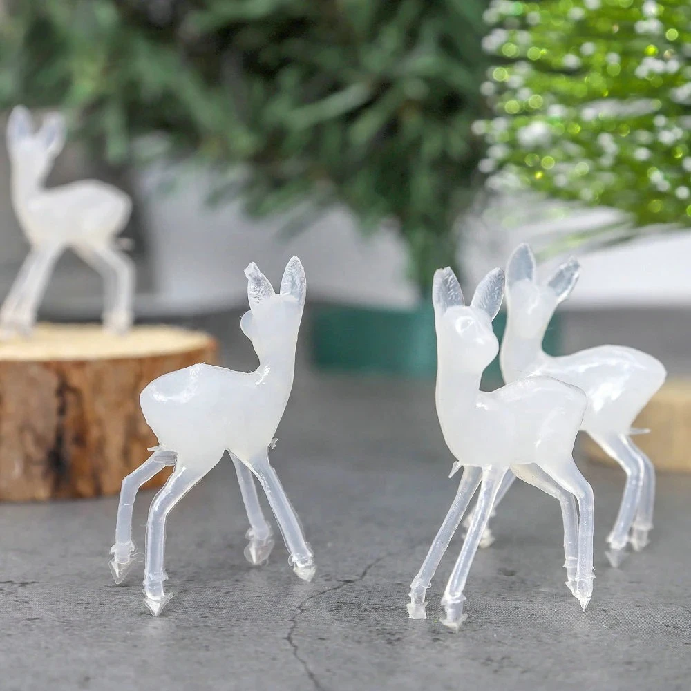 24pcs Artificial Clear Mini Elk Deer Doll Small Reindeer Ornament DIY Garden Accessories Christmas Tree Home Decor Navidad Natal
