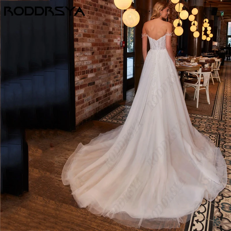 RODDRSYA Sweetheart Princess abito da sposa romantico Tulle con spalle scoperte Backless a-line abito da sposa sposa Party robe de mariéeSweetheart Princess abito da sposa romantico Tulle con spalle scoperte Backless a