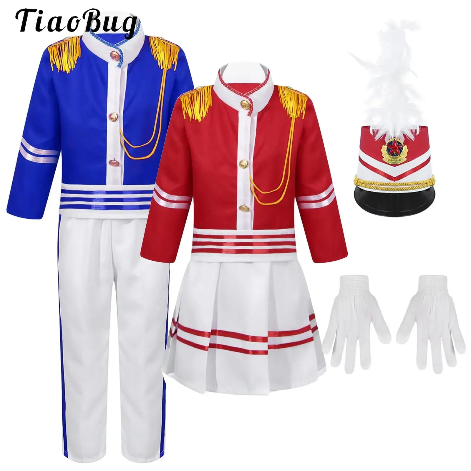 Halloween Nutcrackers Marching Band Drum Major Dress Up Outfits for Carnival Performance Uniform Jacket Pants Skirt Gloves Hat