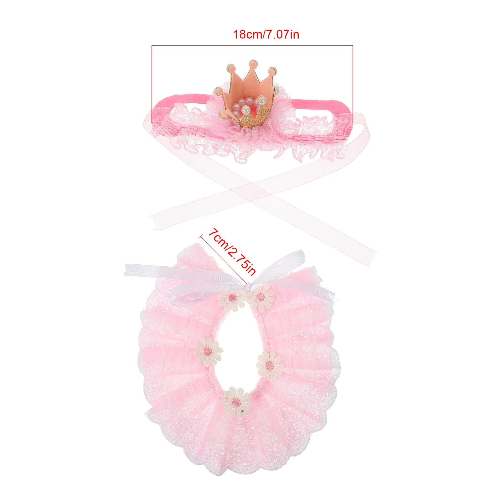 

Kitten Lace Collar Cat Princess Cosplay Accessories Crown Scarf Pet Birthday Hats Set Delicate Design Comfortable Touch