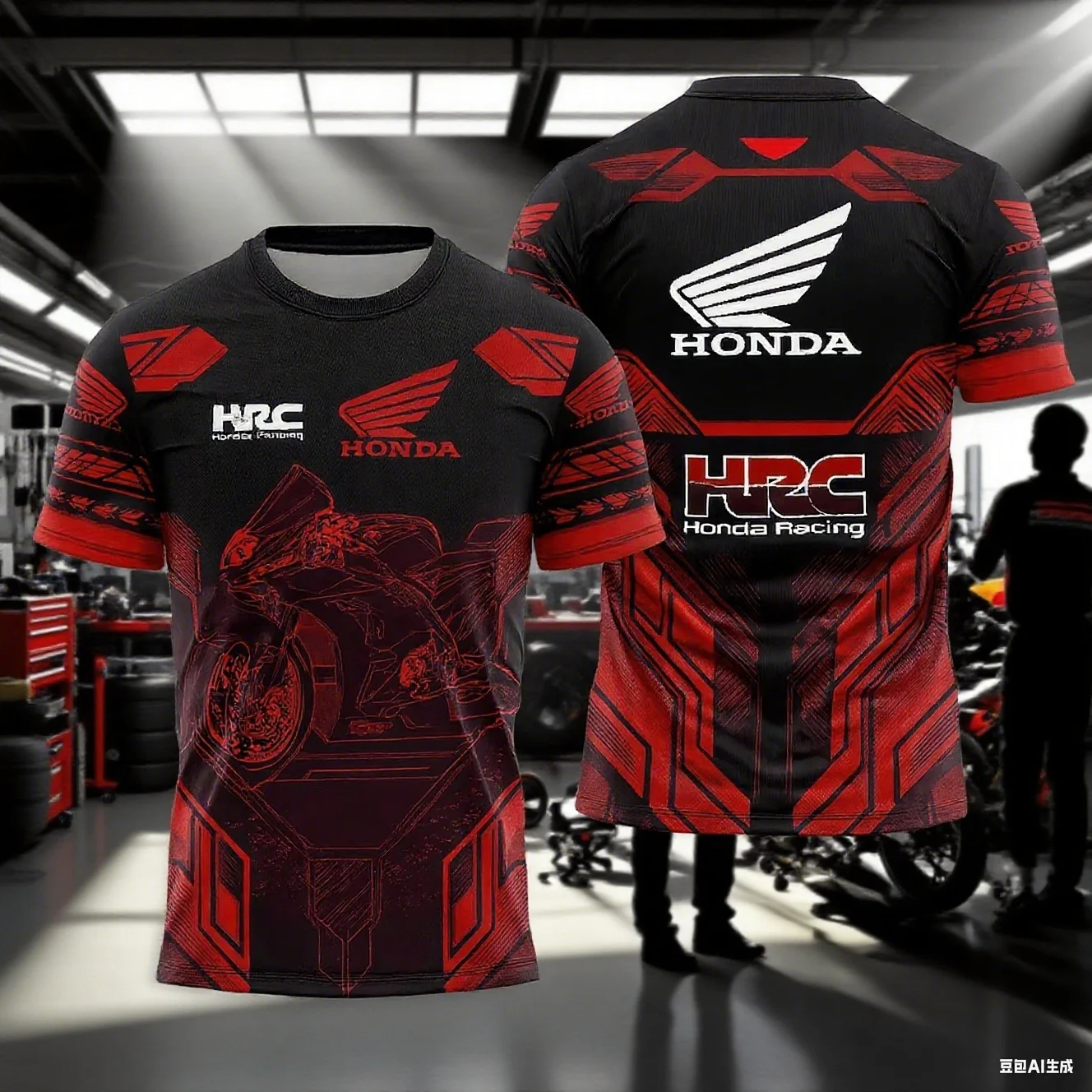 

Футболка Honda HRC Team на лето, мужская дышащая, впитывающая пот, с коротким рукавом, повседневная футболка для гонок на мотоциклах, одежда для велоспорта
