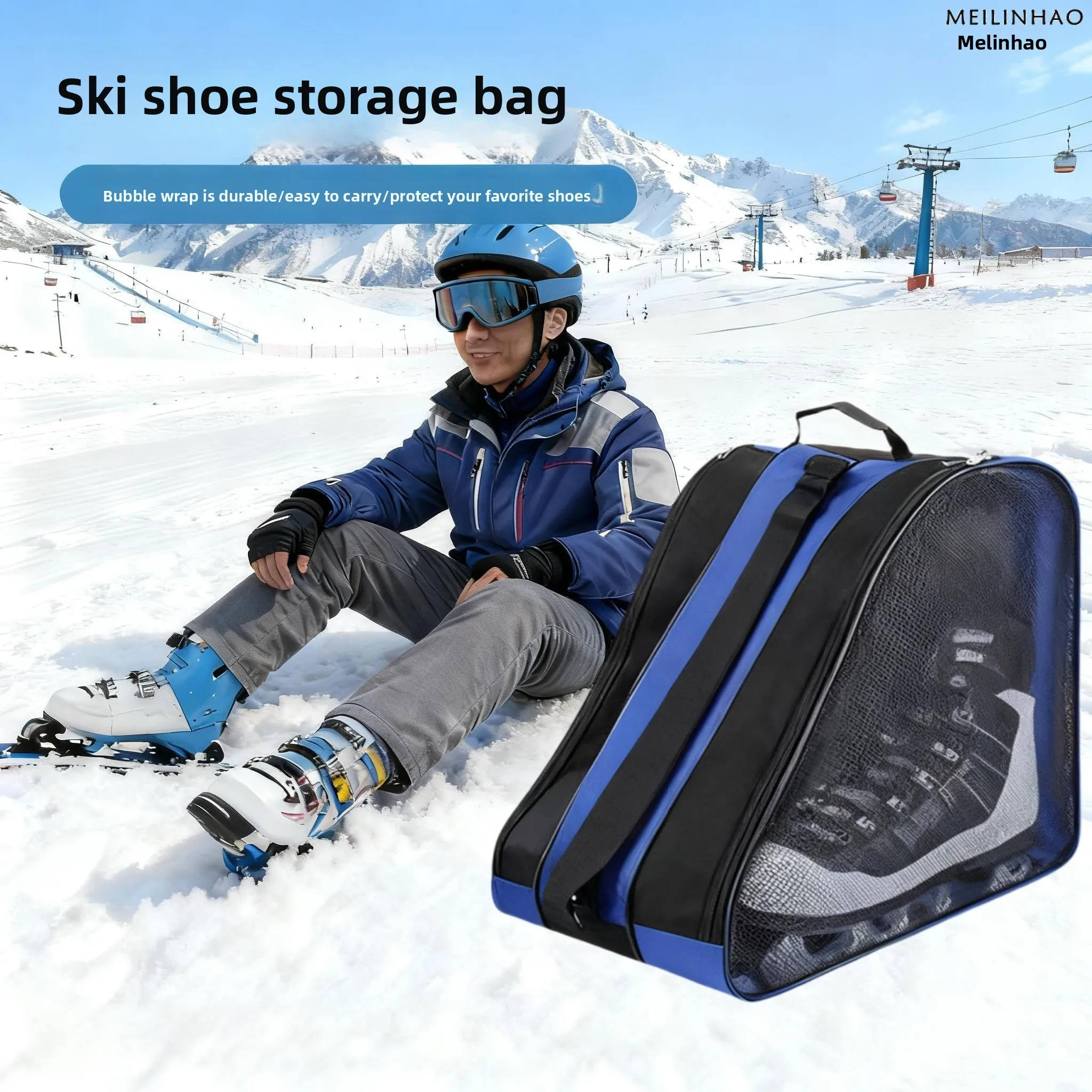 屋外スキーシューズ収納バッグ-シングルショルダーバッグ-クロスボディ-通気性-防水-スノーボードブーツオーガナイザーバッグ