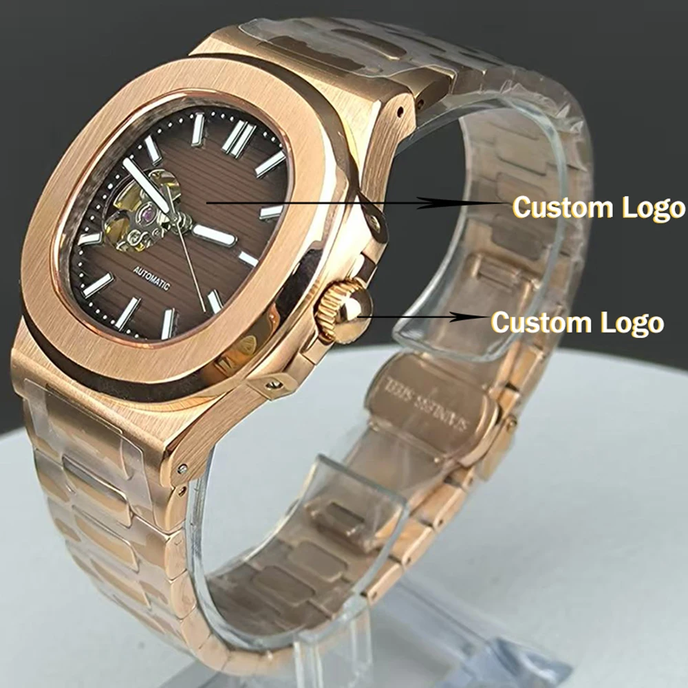 NH38 Men's Watch 40mm Stainless Steel Automatic Mechanical Watch Customized LOGO Hollow Watch Suitable for NH38 Movement view 4