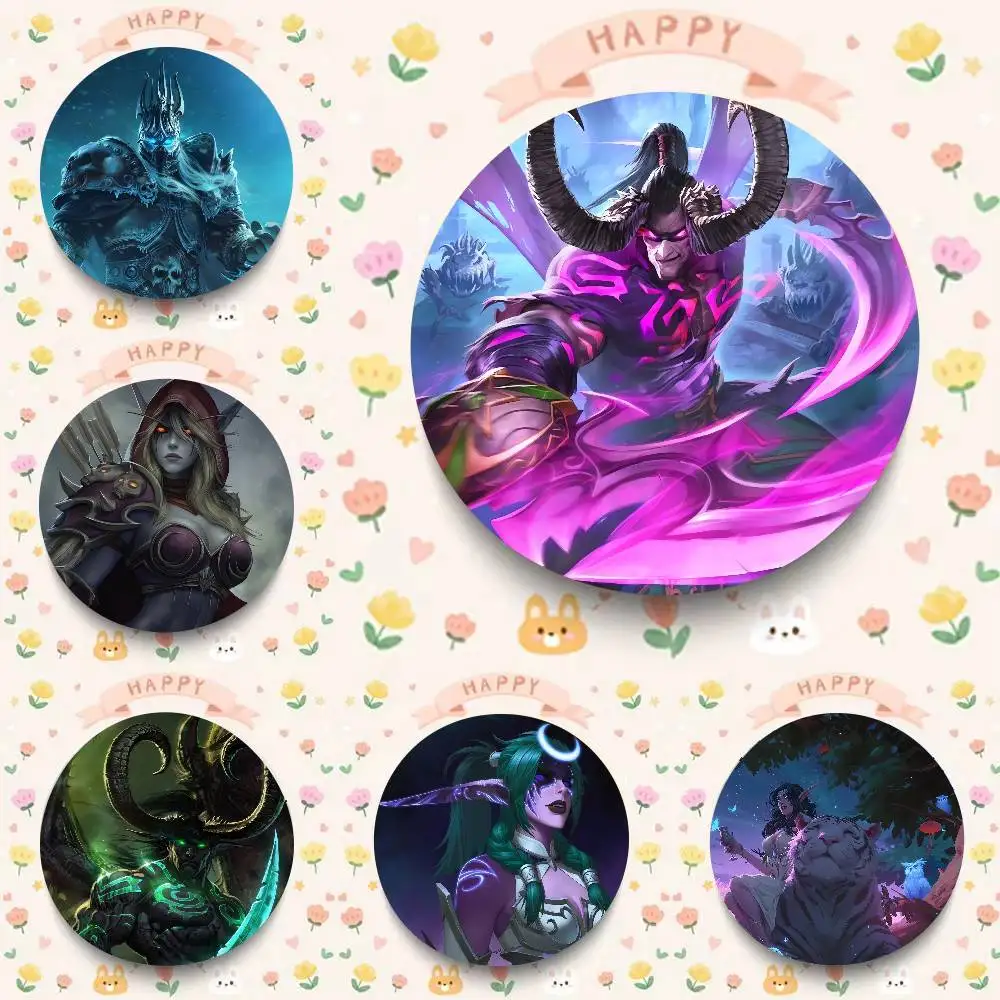 Game World Of Warcraft Oft Button Pin Creativity Manga Round Badge Cartoon Brooches For Bag Jacket Collar Decor Jewelry Gift