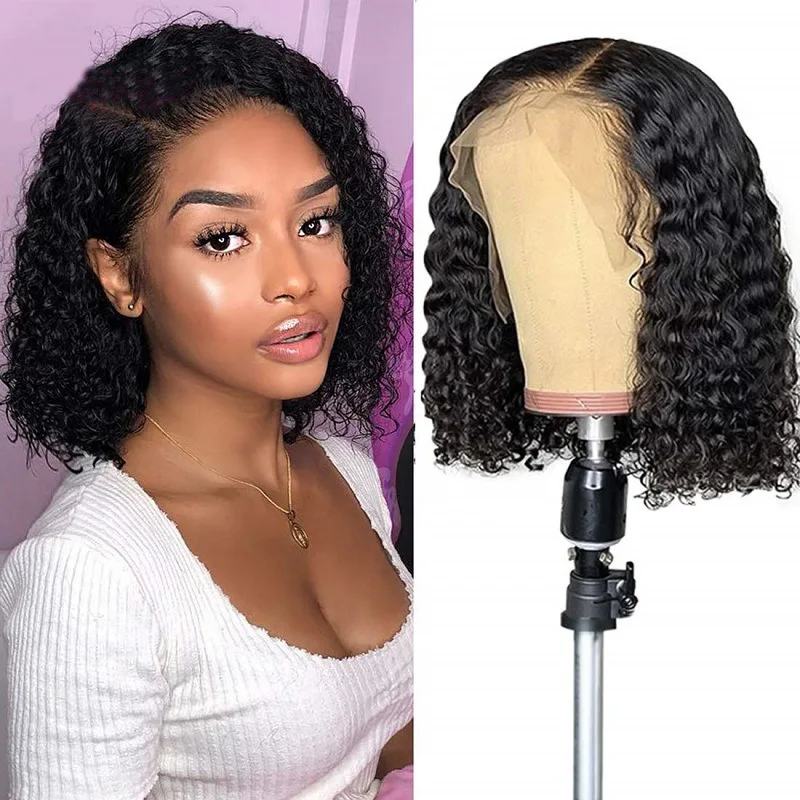 

African wig synthetic fiber middle split front lace hand knitted wig small curl short hair Halloween masquerade ball