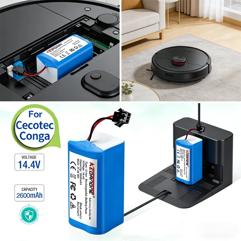 

lithium ion battery 14.4V 2600mAh for Conga Excellence 950 990 1090 1092 1190 1790 1990 Robovac 11S 15C 30C Max NETBOT S14 S15