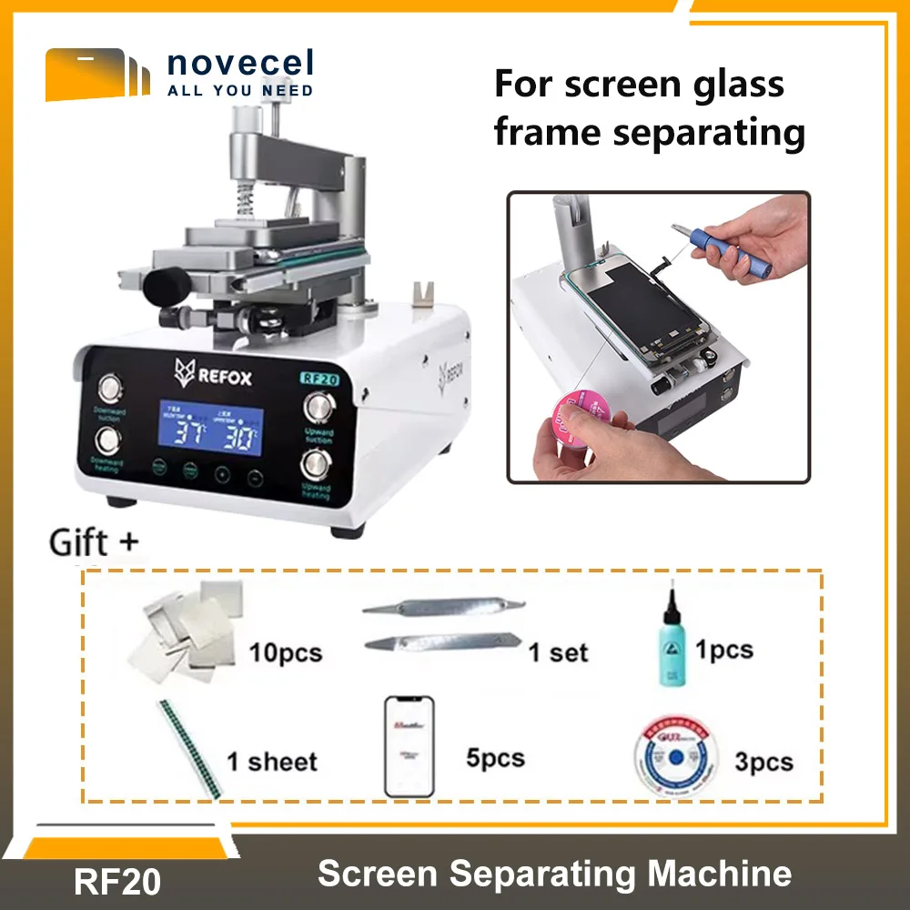 REFOX RF20 Universal Screen Separating Machine 360 ° Rotary Separator with Dual-Stage Pump For LCD Screen Frame Disassembly Tool