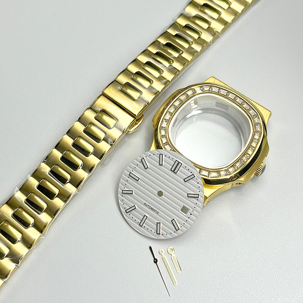 

Золотистый/розовый корпус и ремешок из нержавеющей стали с бриллиантами, 42 мм, циферблат 30,5 мм, совместим с механизмом ST1612 Miyota 8215.