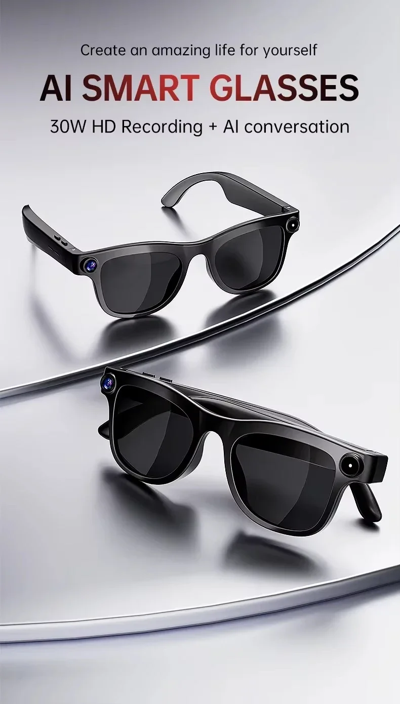 Lenovo AI Record Smart Glasses 2400W HD-Kamera Bluetooth-Brille KI-Sprachübersetzung Anruffunktion Sprachassistent Erwachsenen-Sonnenbrille – Detail 2