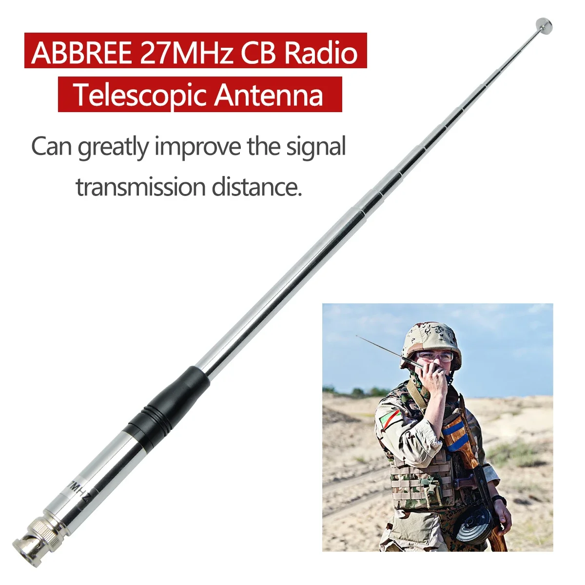 ABBREE Antena telescópica CB 27MHz SMA BNC para Quansheng y Baofeng
