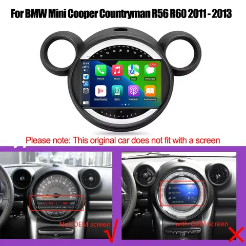 For BMW Mini Cooper Countryman R56 R60 2011 - 2013 Android Auto Carplay GPS Navigation Stereo Multimedia Player 4G Wifi Screen