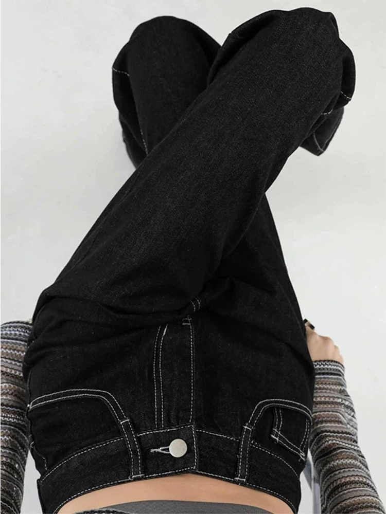 Women's Black Gothic Y2k Jeans Harajuku Japanese 2000s Style Oversize Denim Trousers Baggy Jean Pants Emo Trashy Vintage Clothes