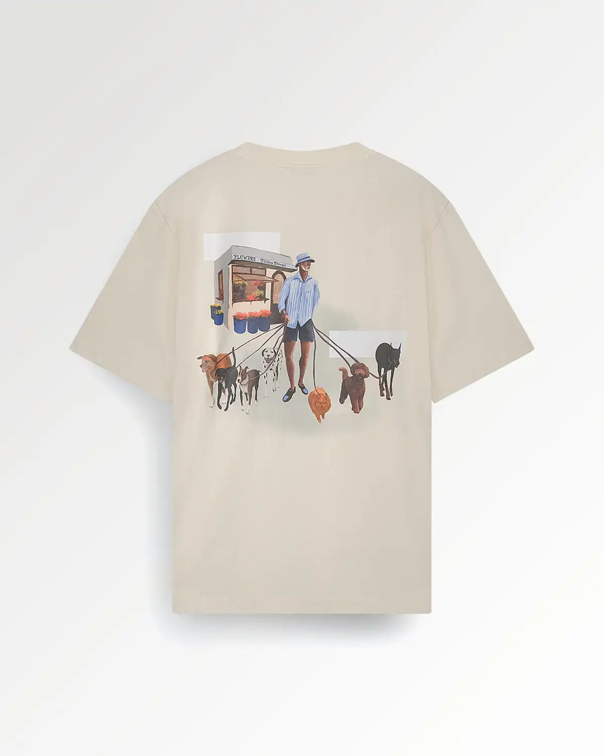 

Dog Walker Antique White Peripheral Pattern T-shirt Summer Luxury Brand Pure Cotton Men's and Women's T-shirts Short Sleeves