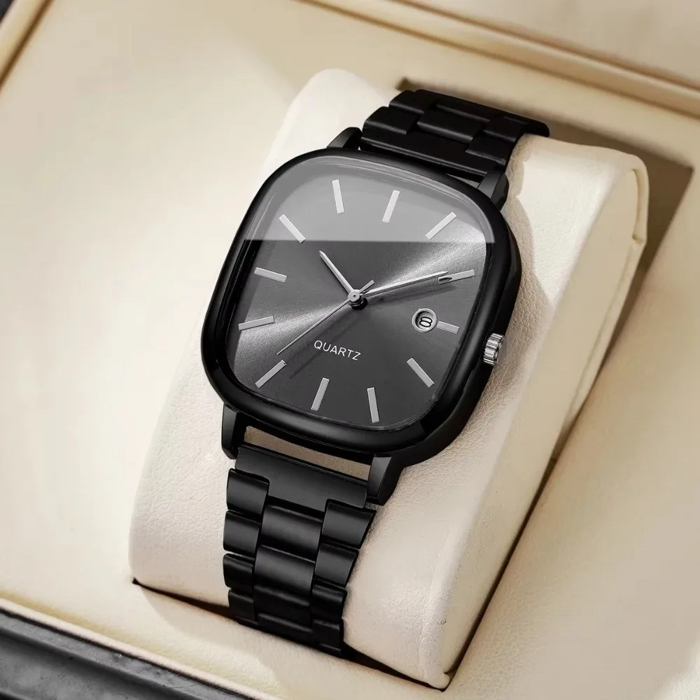 Fashion Square Watches Simple Adjustable Strap Couple's Wristwatches Steel Belt Quartz Wristwatches Men Women
