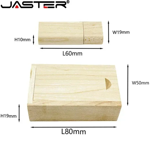 Imagen 2 del producto JASTER Logotipo personalizado gratuito Unidades flash USB 2.0 de madera Bambú con caja Memory stick 16GB Pen Drive 32GB 64GB Regalo de boda USB stick