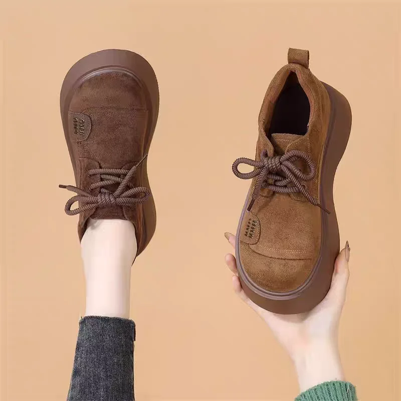 Oferta Especial de Marca: Mocasines Retro de Piel Genuina con Suela Gruesa para Mujer, Versátiles y a la Moda, Es...