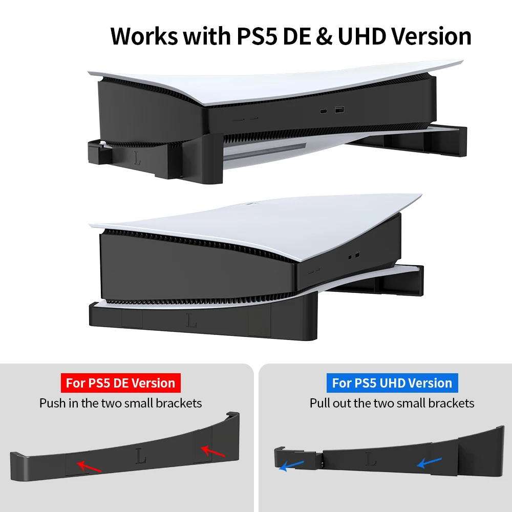 Console Stand Holder for PS5 2020 Original Edition Horizontal Vertical Base Anti-Slip Stable Cooling Space Saving Black White