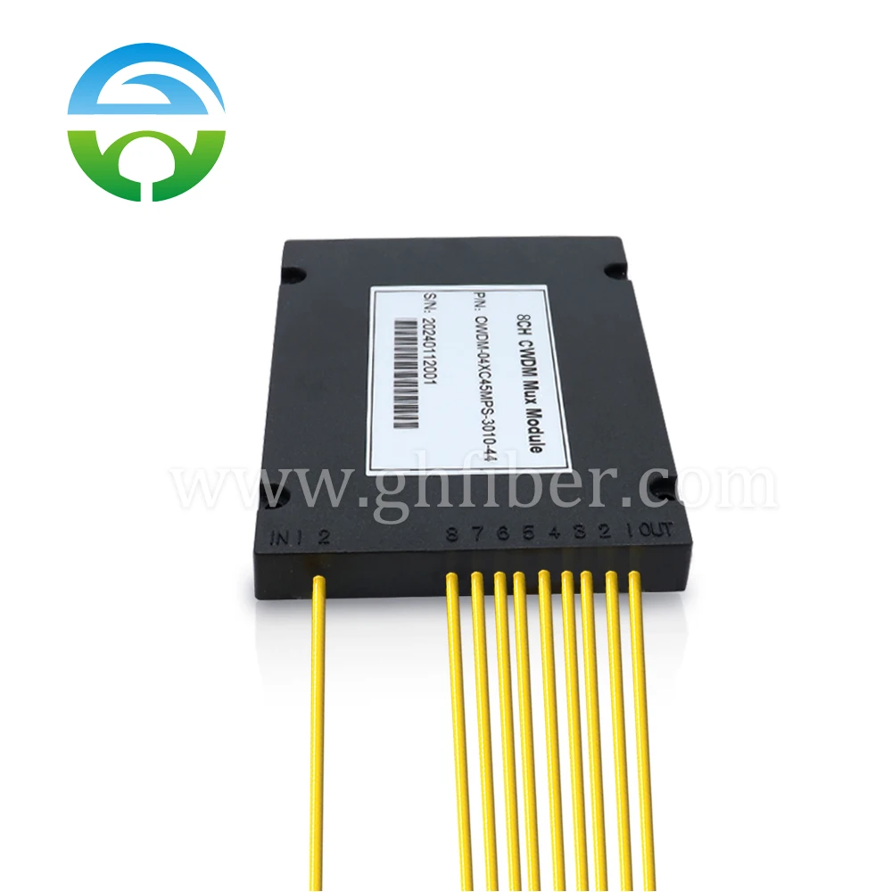 CWDM Module Multiplexer, MUX or DEMUX, 2.0mm Cable, 1 Meter, 1 m 1270nm ~ 1610nm, 8 Channel