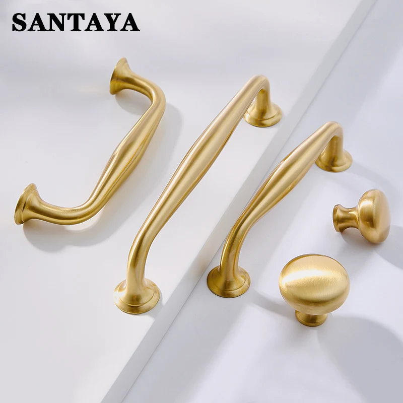 

Brass Furniture Handle Nordic Modern Minimalist Pulls Wardrobe Wine Cabinet Shoe Box Drawer Kitchen Closet Knob