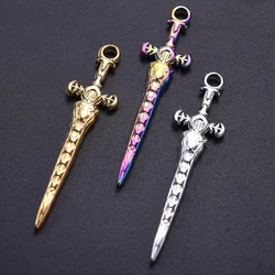 7pcs/Lot Cross Of Faith Gold/Color Stainless Steel Pendant Sword Hand Making Diy Amulet Necklace Accessories Craft Wholesale