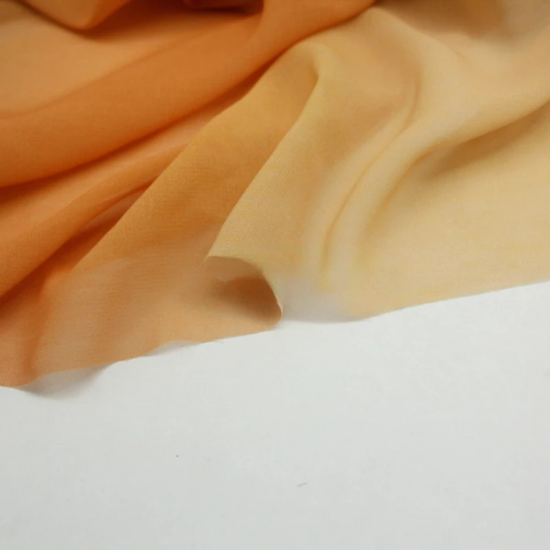 Fabric Width150cm Draping Translucent Brown Orange Haze Blue Gradient Chiffon See-through Diy Dress Sewing Gauze Skirt Hanfu 1Pc