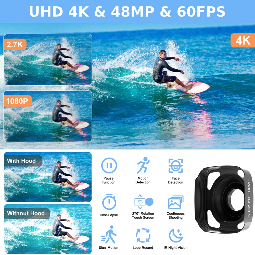 كاميرا فيديو 4K كاميرا فيديو 48 ميجابكسل UHD WiFi IR للرؤية الليلية كاميرا تسجيل الدخول لـ YouTube 16X كاميرا تكبير رقمية تعمل باللمس #2