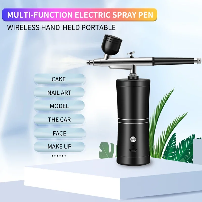 Portable Rechargeable Wireless Airbrush With Compressor Single Action Spray Gun  Face Beauty Nail Art Tattoo Craft Cake Paint