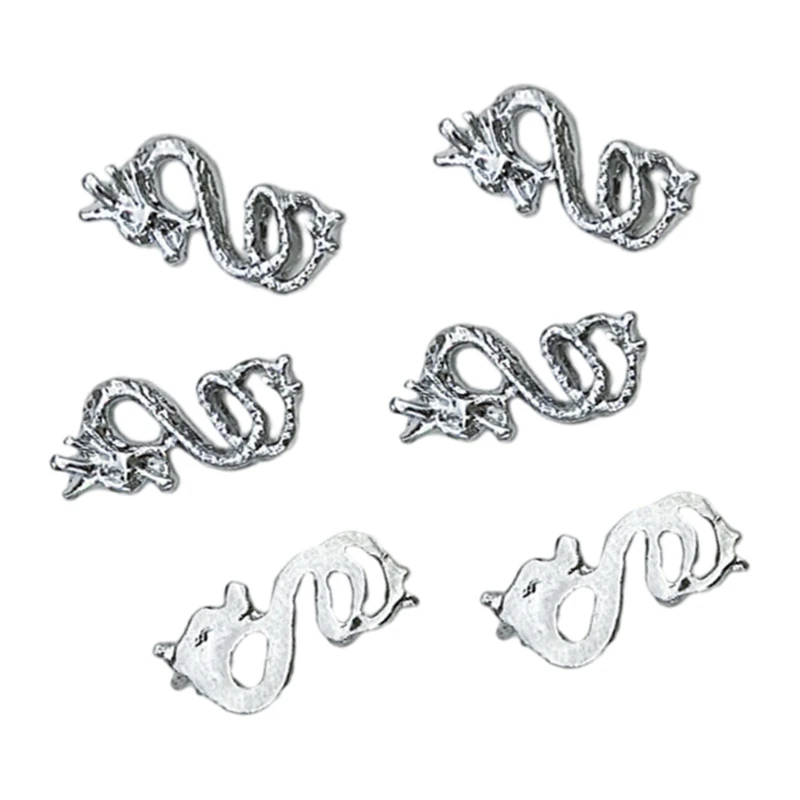 6 stücke geformte Metall Drachen Nagel Charms Kunst Dekorationen mit Diamanten für Maniküre DIY für Frauen Mädchen