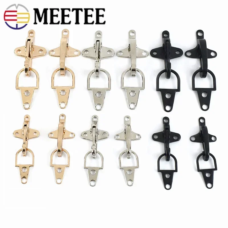 Meetee 5/10Pcs Metal Garment Hook 4/5cm Bag Connector Clip Buckle Belt Clasp Webbing Coat Button DIY Hardware Sewing Accessories