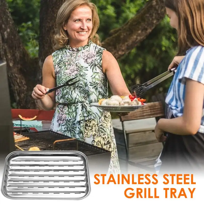 

Grilling Trays For Outdoor Grill Multipurpose Vegetable Grill Pan BBQ Grill Topper Metal Outdoor Grill Pan Grilling Accessories