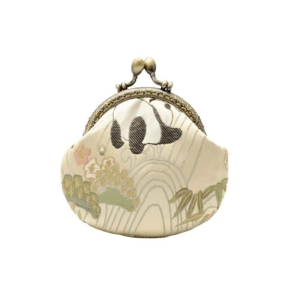 

Anti-lost Kiss Lock Coin Purse Polyester Portable Brocade Mini Pouch Thickened Shell-shaped Embroidered Small Pocket Ring