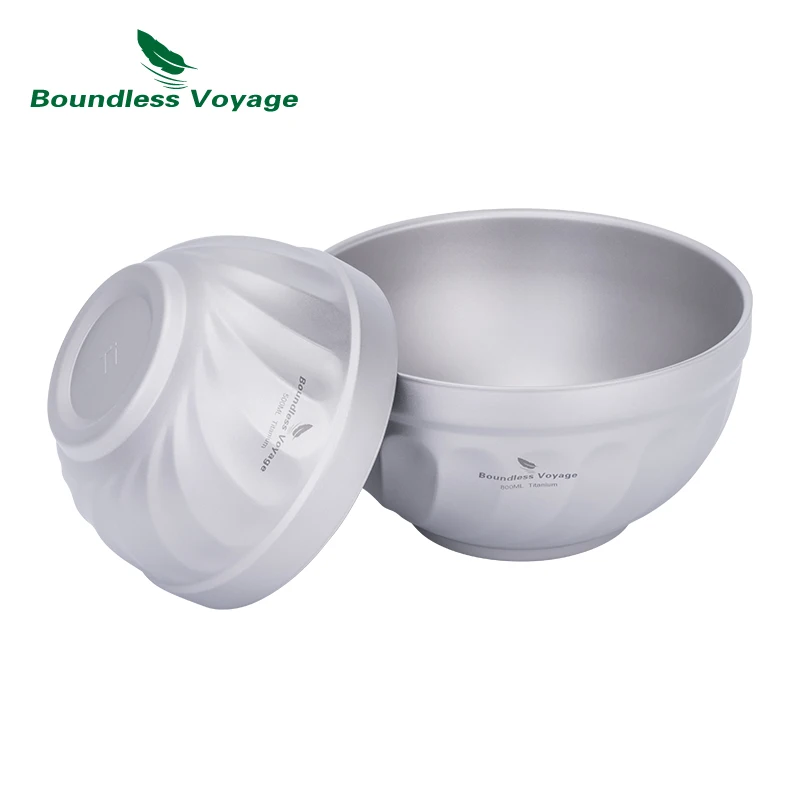 Boundless Voyage Double Walled Titanium Bowls Ultralight Outdoor Camping Tableware Rice Soup Oatmeal Yogurt Serving Bowl 1pcs