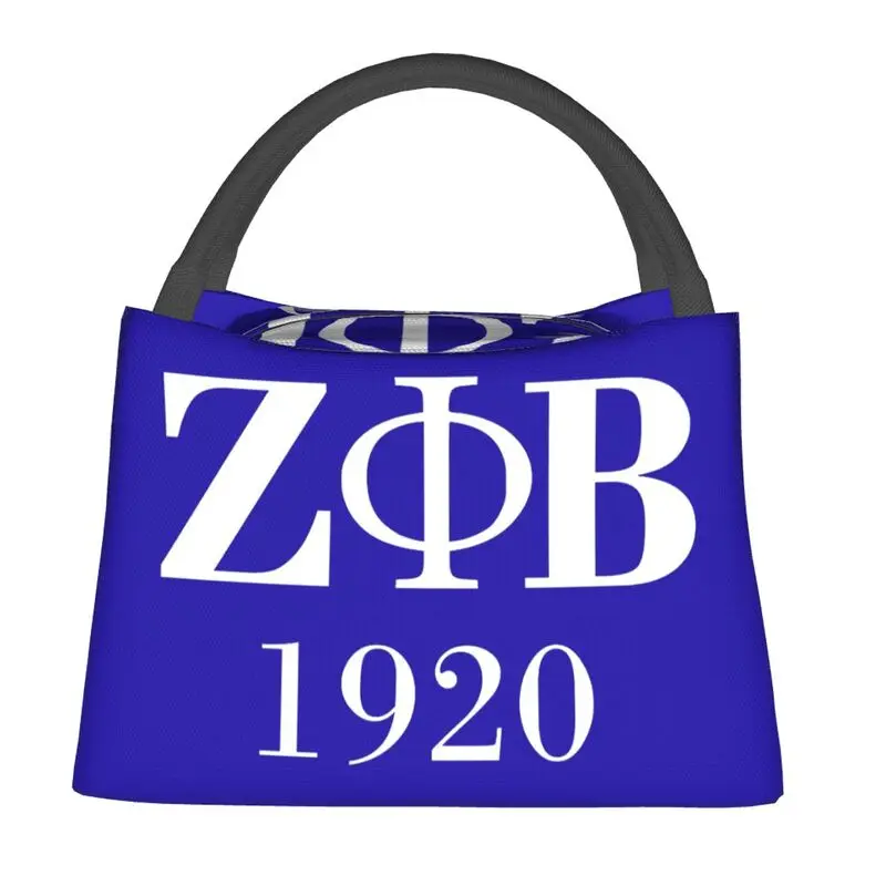 Zeta Phi Beta Logo Thermal Insulated Lunch Bags Women Resuable Lunch Container for Work Travel Multifunction Meal Food Box